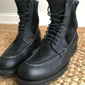 Officine Creative Weathersealed Combat Boot. Black Leather and Suede. Size 11